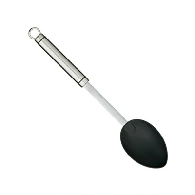 Immagine di KitchenCraft Cucchiaio da Cucina Professionale in Acciaio Inossidabile con Testa Nylon Antiaderente, 34 cm Argento / Nero