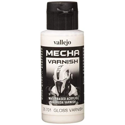 Immagine di Vallejo Mecha Color Colore Acrilico a Base d&#039;Acqua per Aerografo, 60 ml, Trasparente (Gloss Varnish)