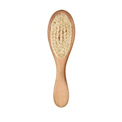 Immagine di Spazzola per capelli con manico in legno e setole di capra super morbide, neonati bambini, marrone