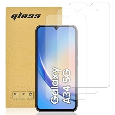 Immagine di Totill 3 Pezzi, Pellicola Vetro Temperato Compatibile con Samsung Galaxy A34, Protezione,Durezza 9H,Antiurto Antigraffio e Anti impronta, cover amichevole, A34 5G Screen Protector