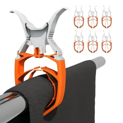 Immagine di FIXCLIP Molletta a Prova di Tempesta e bloccabile, Mantiene i Vostri Asciugamani Bordo per Barche Bowrails Lifelines Sedia da Spiaggia Confezione 6 (Orange)