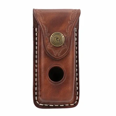 Immagine di TOURBON Custodia da cintura in pelle per coltello pieghevole EDC Multitool Holster Pen Kinfe Case con chiusura a scatto