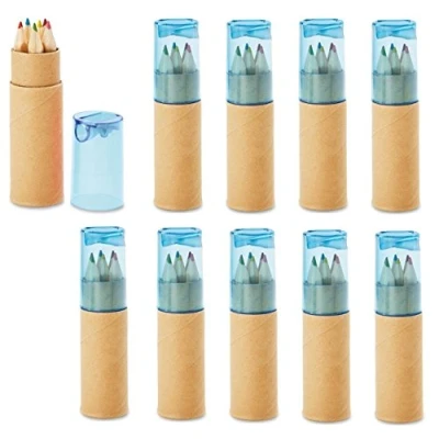 Immagine di noTrash2003 12 set di 6 penne Mini pin per bambini certificati EN71 1, 2 e 9 temperamatite regali compleanno (blu)