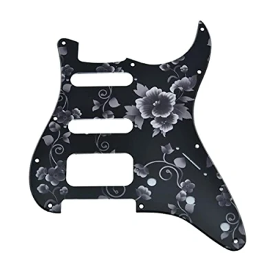 Immagine di Dopro Battipenna per chitarra Strat HSS a 11 fori Humbucking 2 viti pickup American FD Stratocaster Flower Pattern