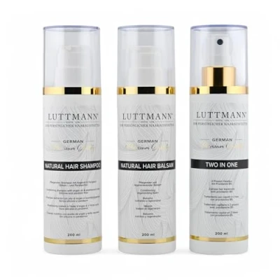 Immagine di LUTTMANN® Natural Hair Set Shampoo 200 ml + balsamo spray Two In One cura intensiva per tutte le parrucche, extension e capelli propri
