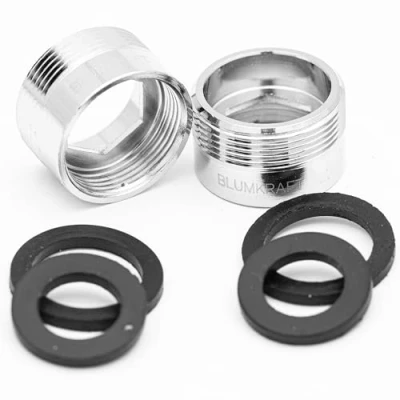 Immagine di BLUMKRAFT Set di 2 adattatori per rubinetto F19 M22 in metallo massiccio ottone argentato 19 mm femmina 22 maschio (F19 M22/M22 F19)