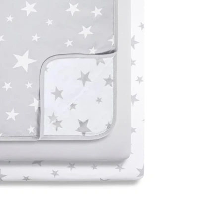 Immagine di Snüz Set di biancheria da letto per culla, 3 pezzi, 100% cotone Jersey, colore: grigio e bianco