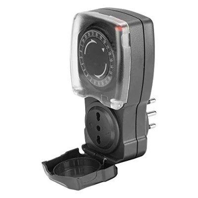 Immagine di Poly Pool PP1412 Programmatore Timer Giornaliero Per Esterno, Spina 16 A e Presa Bivalente