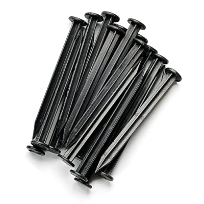 Immagine di WDB Chiodo in plastica da 18 cm, per bordi flessibili e di pavimentazione, chiodi fissaggio plastica, 50 pezzi, colore nero, RAL 9005