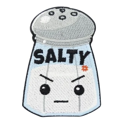 Immagine di Finally Home Toppa termoadesiva Salty Saliera per giacche da applicare con il ferro stiro divertente, scritta in lingua tedesca &quot;Kawaii&quot;