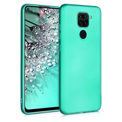 Immagine di kwmobile Custodia Compatibile con Xiaomi Redmi Note 9 Cover Back Case Morbida Protezione in Silicone TPU Effetto Metallizzato turchese metallico