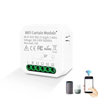 Immagine di Interruttore per tapparelle Smart Alexa Tuya WiFi, timer tapparelle, compatibile con Google Assistant Life, telecomando solo 2,4 GHz (1)