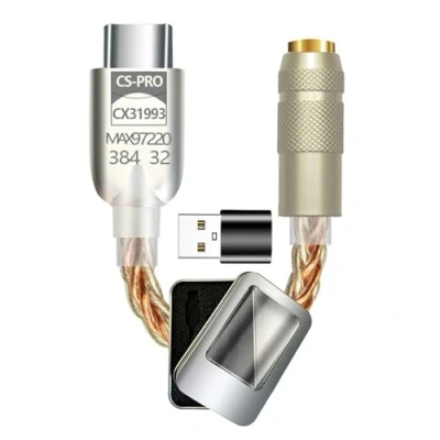 Immagine di Adattatore audio da USB C a 3,5 mm tipo Dongle per cuffie 32 bit 384 kHz DAC cavo con amplificatore portatile chip CX31993 MAX97220