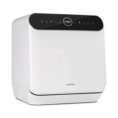 Immagine di KLARSTEIN Oceana Mini Lavastoviglie da Tavolo, Classe F, 125 kWh/anno, 2 Coperti, Freestanding, Libera Installazione, Lavaggio a 360, 6 Programmi, Touch Control, Consumo: L, Bianco