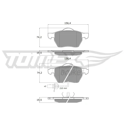 Immagine di TOMEX brakes TX 13 Kit pastiglie freno Assale anteriore Con contatto segnalazione usura AUDI: A4 B7 Avant, A6 C6 B6 Avant
