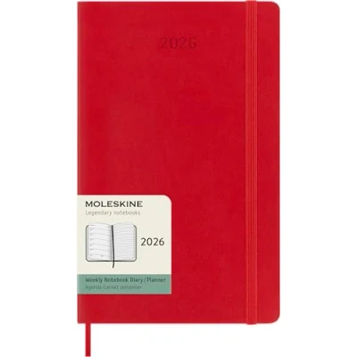 Immagine di Moleskine Weekly Planner, Agenda Settimanale 2026 12 Mesi Con Spazio Per Note, Copertina Morbida e Chiusura Elastica, Formato Large 13x21, Colore Rosso