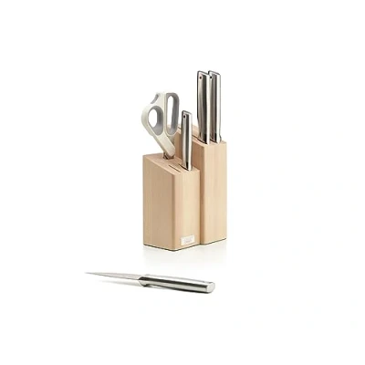 Immagine di Joseph Fusion Set di 5 Pezzi con Coltelli da Cucina Giapponesi Professionali, Mannaia per Carne, Forbici, Ceppo in Legno Faggio