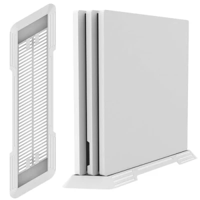 Immagine di KlsyChry PS4 Pro Supporto Verticale per Playstation 4 con Built in di Raffreddamento Sfiati e Piedini Antiscivolo (Bianco)