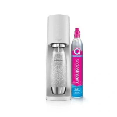 Immagine di Sodastream Terra Macchina per acqua frizzante e soda, confezione da 1 bottiglia, l, finitura in acciaio inossidabile, compatibile con lavastoviglie + ricarica di gas 60 colore: bianco