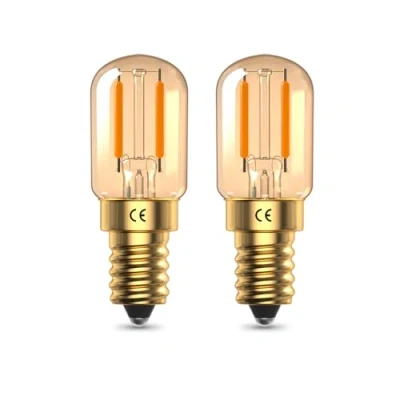 Immagine di GlowUp 1W E14 Lampadine a LED, Bianca Calda 2200K Annata in Vetro Ambrato luce 95lm, 10W 15W Equivalenti, T22 Mini Lampadina Tubolare Filamento Morbida per la Notturna, 2 Pezzi