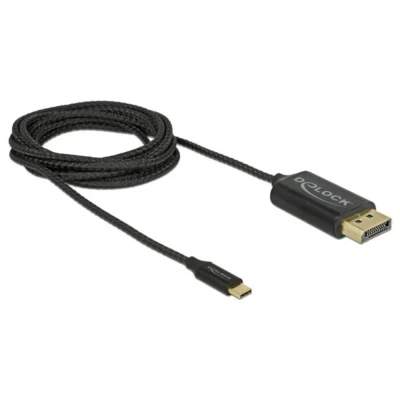 Immagine di Delock DisplayPort / USB Cavo Spina C®, 2 m Nero 83710 contatti connettore dorati, UHD 4K; C