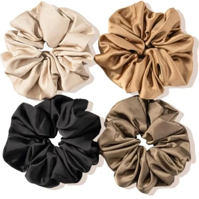 Immagine di Lolalet 4 Pezzi Scrunchies per Capelli Seta Grande, Elastici Donna e Ragazze Stile B