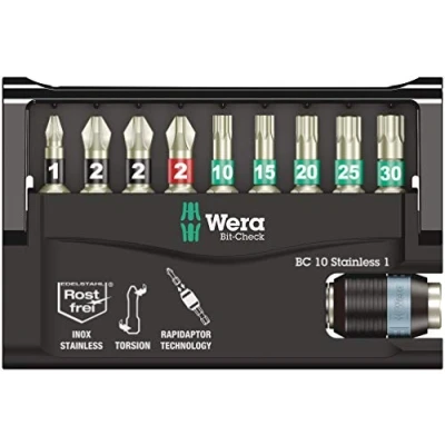 Immagine di Wera BC 10/9 05073630001 Kit inserti 10 parti Croce Phillips, Pozidriv, TORX interno