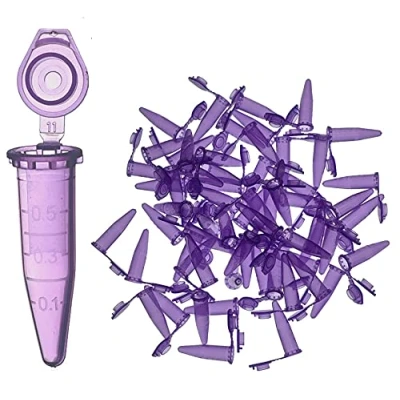 Immagine di MUHWA Tubo microcentrifuga graduato in polipropilene da 1000 pezzi con tappo a scatto, microtubi 0,5 ml (viola)
