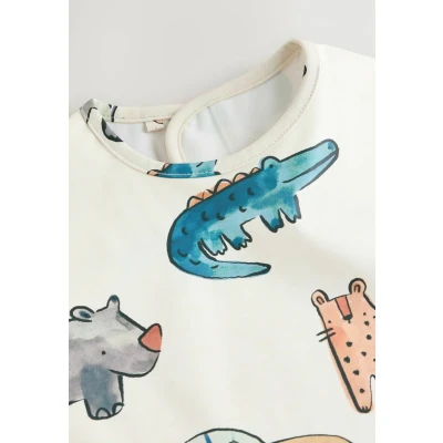 Immagine di Next Weaning AND Feeding Sleeved Bavaglino per bambini, Taglia: 80, Neutral safari animals