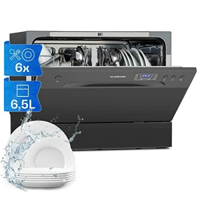 Immagine di Klarstein Lavastoviglie 6 Coperti, Libera Installazione Silenziosa con Programmi di Lavaggio, Mini, Piccola da Tavolo Compatta e Facile Installare, Acciaio inossidabile, Antracite