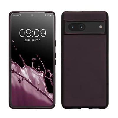 Immagine di kwmobile Custodia Compatibile con Google Pixel 7 Cover Back Case Morbida Protezione in Silicone TPU Effetto metallizzato bordeaux