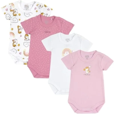 Immagine di Chicco, Set Body Con Maniche Corte in cotone, Unisex 0 24, Rosa (2), 12 mesi