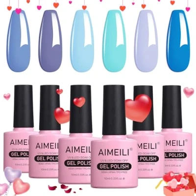 Immagine di AIMEILI Smalto Semipermente in Gel UV LED Kit Semipermanente Unghie Smalti Semipermanenti Colorati per Manicure Soak Off Polish Set 6 x 10 ml Numero 32