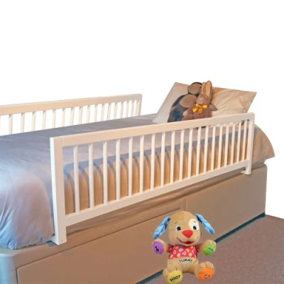 Immagine di Safetots Paracolpi per Letto Extra Largo a Doppia Faccia in Legno, Bianco, 38cm di Altezza x 140cm Larghezza, Sponda Bambino Sicura, Pre Assemblata, Installazione Facile