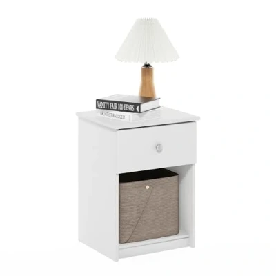 Immagine di Furinno Lucca, tavolino, Comodino con Un cassetto, Legno ingegnerizzato, Bianco, Confezione da 1
