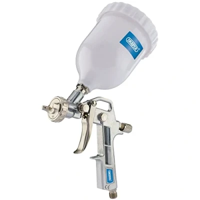 Immagine di Draper Pistola a spruzzo ad aria con alimentazione gravità da 500 ml Compressore d&#039;aria Flusso regolabile 92971, argento