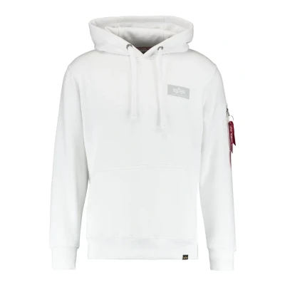Immagine di Alpha Industries BACK Print Felpa con cappuccio, Uomo, Taglia: Small, Weiss