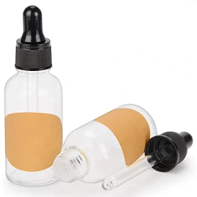 Immagine di stonylab 2 Pack Flaconi Contagocce in Vetro, Flacone Vetro Vuoto con Affusolato, Tappo Interno e Etichetta per Oli Essenziali, Fragranze Aromaterapia (30 ml, Trasparente)