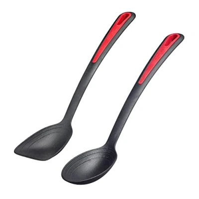Immagine di Westmark 296122E6 Set di 2 utensili da cucina, 1 cucchiaio per arrosto e verdure, scala interna: 15, 30 40 ml, plastica, gallant, nero/rosso,