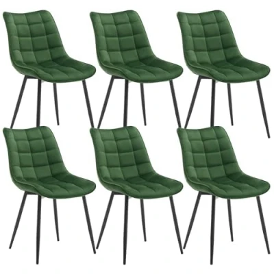 Immagine di WOLTU BH142br 6 Sedie Sala da Pranzo Design Retrò Sgabello Imbottito con Rivestimento in Velluto Marrone Pezzi
