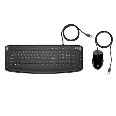 Immagine di HP Pavilion 200 Tastiera e Mouse USB, Tasti Scelta Rapida Multimediali, Indicatore LED Blocco Maiuscole/Numeri Scorrimento, Poggiapolsi Incorporato, DPI 1600, Design Sottile, Nero