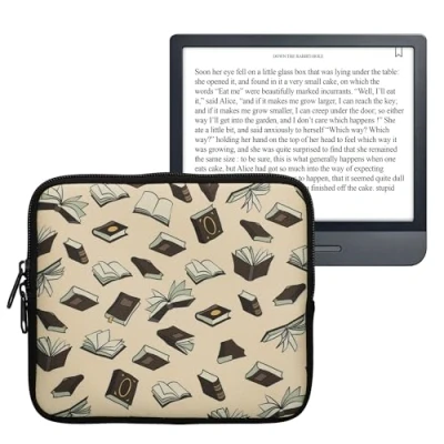 Immagine di kwmobile Custodia Universale per eReader Copertina in Neoprene beige/marrone/oro con Chiusura a Zip Misura Astuccio portatablet