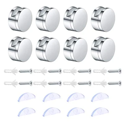 Immagine di 8 Set staffa per Specchi da parete con Clip a Parete, Supporto vetro specchio Bagno, in Supporto, e Kit di fissaggio