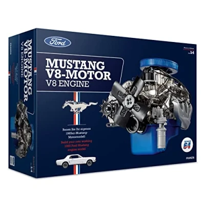 Immagine di FRANZIS 67501 Motore Ford Mustang V8, Kit Fedele all&#039;originale in Scala 1:4, incl. modulo sonoro, Istruzioni e Libretto di 100 Pagine, Colore Trasparente,