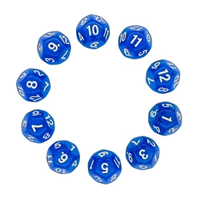Immagine di Dadi Poliedrici,10 pcs D12 per DND MTG Rpg Dungeons And Dragons 20mm Blu Trasparente