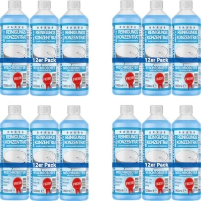 Immagine di 12 x 1000 ml detergente per robot pulitore concentrato con profumo fresco e bicchiere dosatore senza strisce schiuma, pavimenti