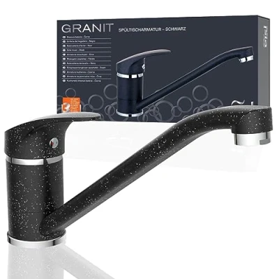 Immagine di EISL rubinetto per lavello, da cucina, girevole a 360, ideale doppio miscelatore monocomando, NI182SMCR, granito/nero
