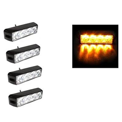 Immagine di 4PCS 4 LED Luci Lampeggiante Luce Stroboscopica Ambra con Modalità Flash Lampada Strobe Emergenza 12V /24 V Universale per Veicolo Rimorchio Caravan Camion Trattore