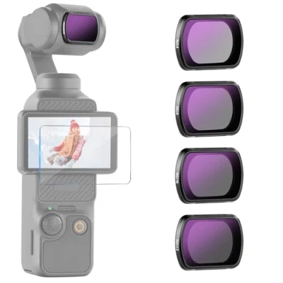 Immagine di NEEWER Kit Filtri ND per Pocket 3 (4pz), ND4 ND8 ND16 ND32, Set Accessori di a Densità Neutra Magnetici con Vetro Ottico HD Multistrato Compatibile DJI Osmo Creator Combo, FL B02