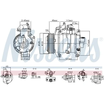 Immagine di NISSENS 891044 Compressore Aria Condizionata 10SRE18C 12 PAG 46 R 134a
